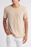 Hugo Boss Striped Crew Neck T-shirt In Medium Beige