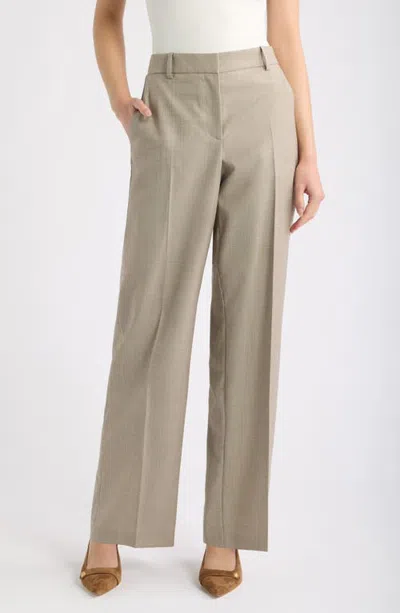 Hugo Boss Boss Tildani Virgin Wool Blend Wide Leg Pants In Neutral