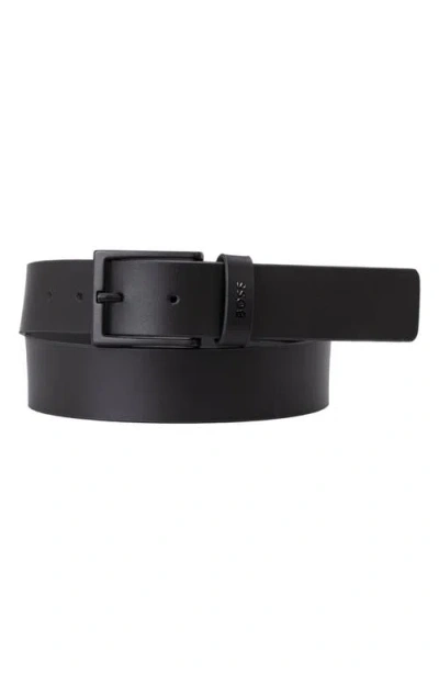 Hugo Boss Boss Timon Leather Belt In Black