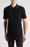 Hugo Boss Boss Tipped Quarter Zip Polo In Black