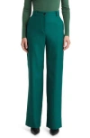 Hugo Boss Boss Tireka Virgin Wool Flare Trousers In Green