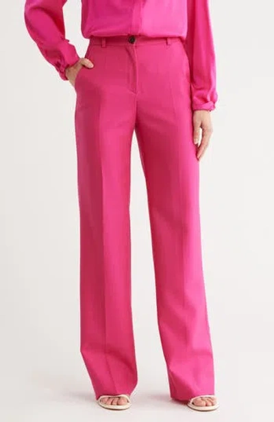 Hugo Boss Boss Tireka Wide Leg Virgin Wool Pants In Pink