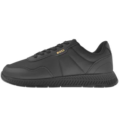 Hugo Boss Jonah Leather Running Sneaker In Black