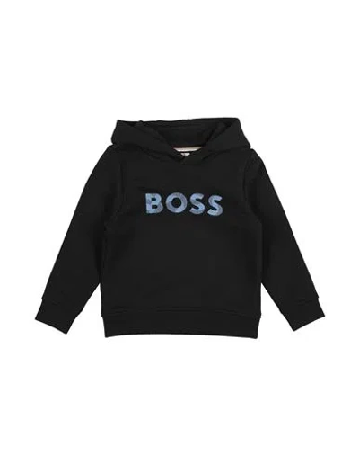 Hugo Boss Babies' Boss Toddler Boy Sweatshirt Black Size 4 Cotton, Polyester, Elastane