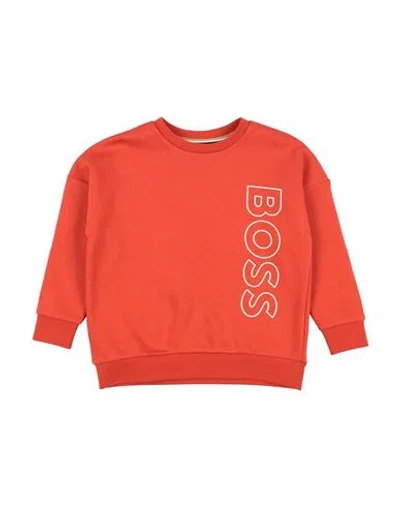 Hugo Boss Babies' Boss Toddler Boy Sweatshirt Orange Size 6 Cotton, Polyester, Elastane