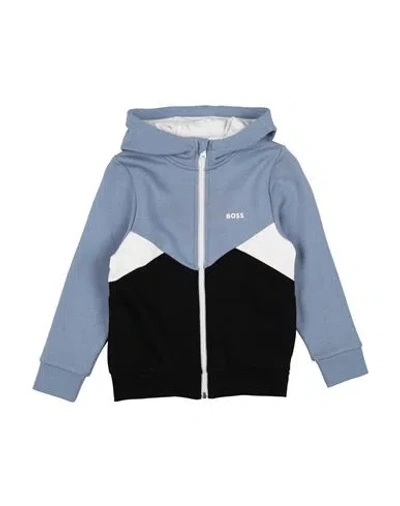 Hugo Boss Babies' Boss Toddler Boy Sweatshirt Slate Blue Size 6 Cotton, Polyester, Elastane