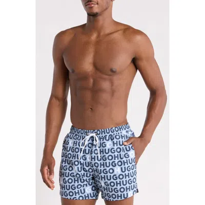 Hugo Boss Boss Tortuga Swim Trunks In Open Blue