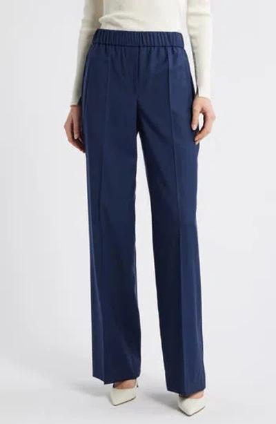 Hugo Boss Boss Toyal Pull-on Virgin Wool Flare Pants In Dk Bu