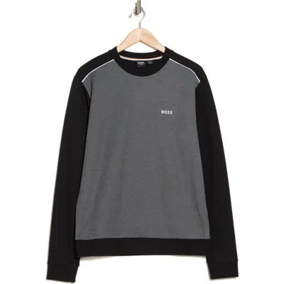 Hugo Boss Black & Gray Embroidered Logo Sweatshirt In Black 001