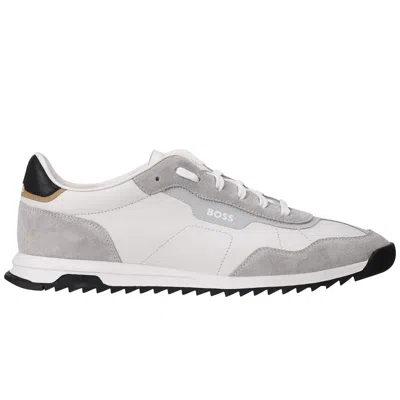 Pre-owned Hugo Boss Boss Trainers - Men's Boss Zayn Low Top Trainer - 50504036 - Black, White - Bnib In Open White