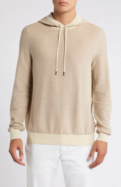 Hugo Boss Boss Trapani Mesh Sweater Hoodie In Open White