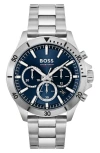 Hugo Boss Men's Chronograph Troper Stainless Steel Bracelet Watch 45mm In Blue
