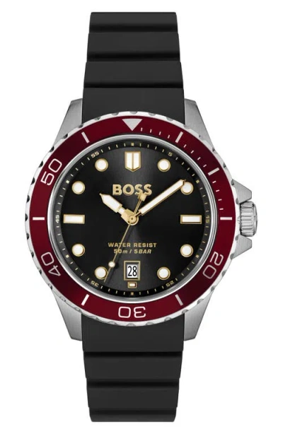 Hugo Boss Troper Black-dial Watch With Silicone Strap