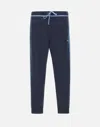 Hugo Boss Boss Hadiko Tape Blue Cotton Joggers In Blue