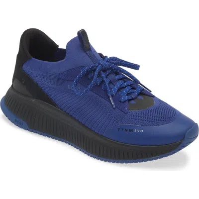 Hugo Boss Boss Ttnm Evo Knit Sneaker In Open Blue