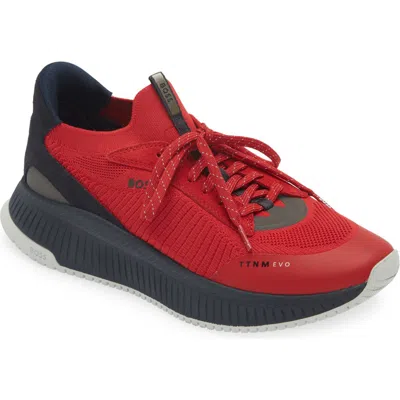 Hugo Boss Boss Ttnm Evo Knit Sneaker In Open Red