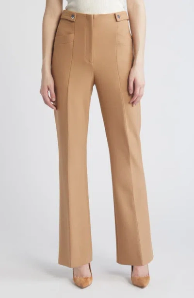 Hugo Boss Boss Tupera Hollywood Waist Flare Pants In Brown