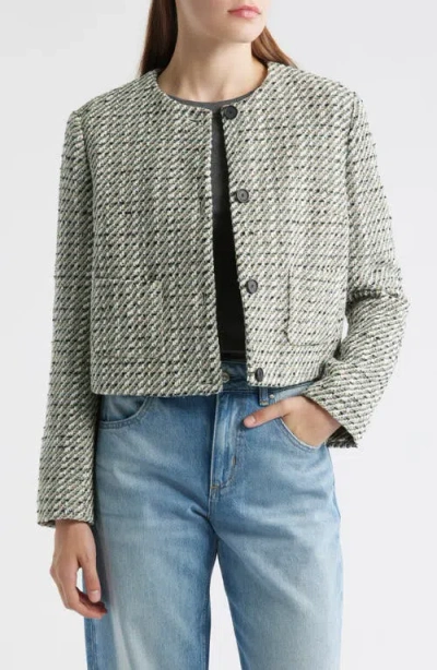 Hugo Boss Boss Tweed Crop Jacket In Multi