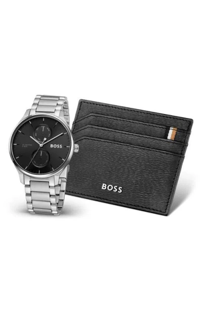Hugo Boss Boss Tyler Bracelet Watch, 43mm & Wallet Set In Black