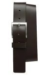 Hugo Boss Umbe Casual Leather Belt In Dark Brown