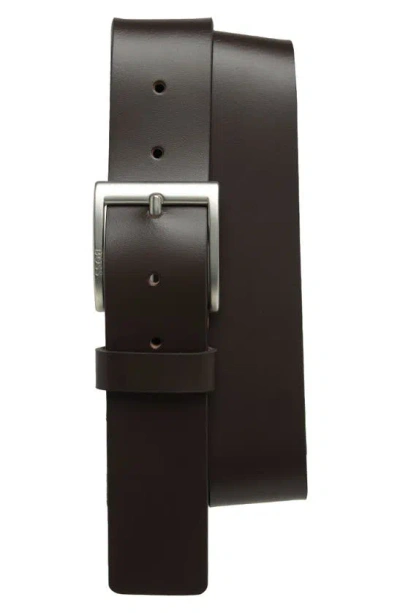 Hugo Boss Umbe Casual Leather Belt In Dark Brown
