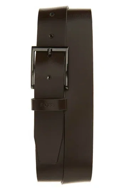 Hugo Boss Boss Umi Leather Belt In Med Brown