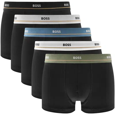 Hugo Boss Boss Underwear 5 Pack Boxer Trunks In Black
