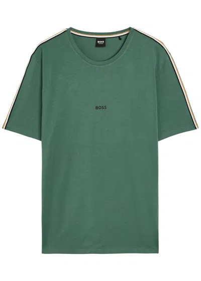 Hugo Boss Boss Unique Logo Stretch-cotton T-shirt In Gray