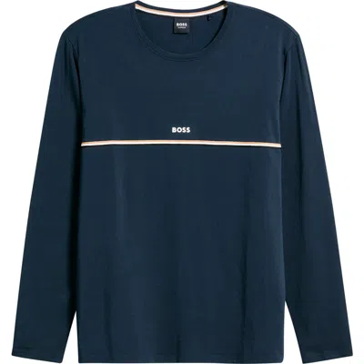 Hugo Boss Boss Unique Long Sleeve Pajama T-shirt In Dark Blue