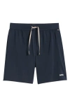 Hugo Boss Unique Mens Stretch-cotton Pyjama Shorts With Logo Print In Dark Blue