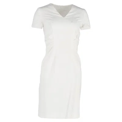 Hugo Boss Boss V-neck Sheath Dress In White Viscose