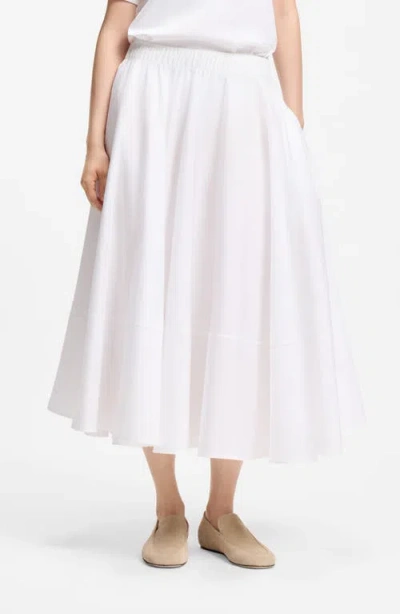 Hugo Boss Boss Valie Cotton Midi Skirt In White