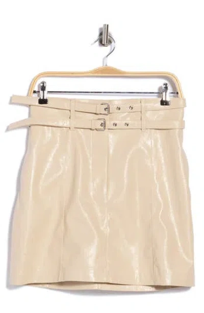 Hugo Boss Boss Vashy Faux Leather Miniskirt In Yellow
