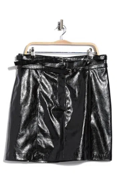 Hugo Boss Boss Vashy Faux Leather Skirt In Black