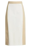 Hugo Boss Boss Vasiana Colorblock Midi Pencil Skirt In Soft Cream Beige Combo