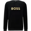Hugo Boss Logo-embroidered Cotton-blend Sweatshirt In Black
