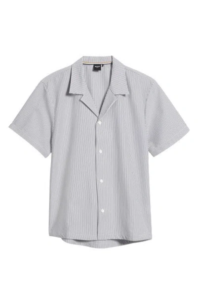Hugo Boss Boss Velvetfish Stripe Seersucker Camp Shirt