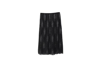 Hugo Boss Boss Velyssa Pleated A-line Skirt With Sparkly Embroidery In Black Polyester