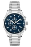 Hugo Boss Boss View Chronograph Bracelet Watch, 44mm In Silver