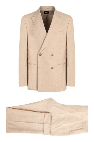 Hugo Boss Boss Virgin Wool Blend Two-pieces Suit In Brown