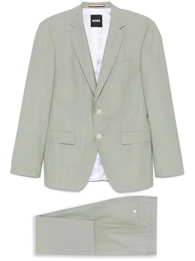 Hugo Boss Boss Virgin Wool Blend Two-pieces Suit In Green