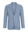 Hugo Boss Slim-fit Jacket In Virgin Wool, Silk And Cashmere In Blue
