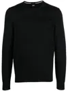 Hugo Boss Boss Virgin Wool Crew-neck Sweater In Black