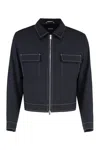 Hugo Boss Flap-pocket Contrast-stitching Jacket In Blue