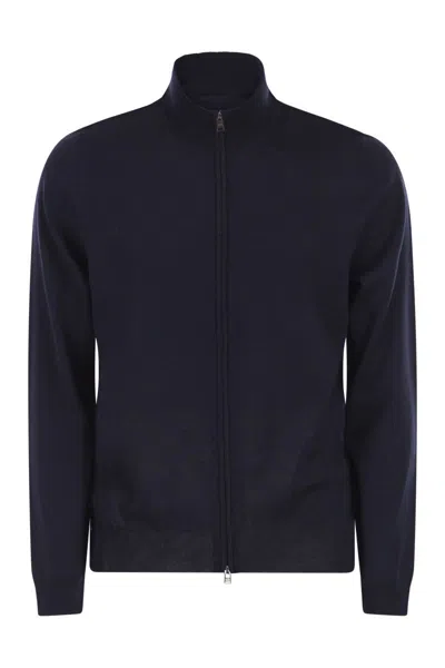 Hugo Boss Boss Virgin Wool Knitted Cardigan With Zip In Black