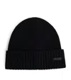 Hugo Boss Ribbed Beanie Hat In Responsible Virgin Wool In Black