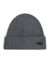 HUGO BOSS BOSS VIRGIN WOOL LOGO-BADGE BEANIE