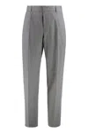 Hugo Boss Slim-fit Trousers In Striped Wool And Linen