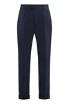 Hugo Boss Boss Virgin Wool Trousers In Blue