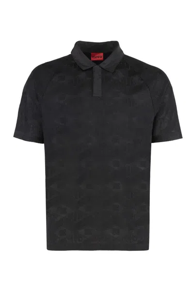 Hugo Boss Boss Viscose Blend Polo Shirt In Black